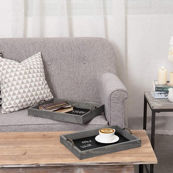 Decorative Ottoman Coffee Table Tray Set of 2 MyGift Nesting Vintage Gray Wood Chalkboard Serving Trays Decorative Ottoman Coffee Table Tray Set of 2 MyGift Nesting Vintage Gray Wood Chalkboard Serving Trays