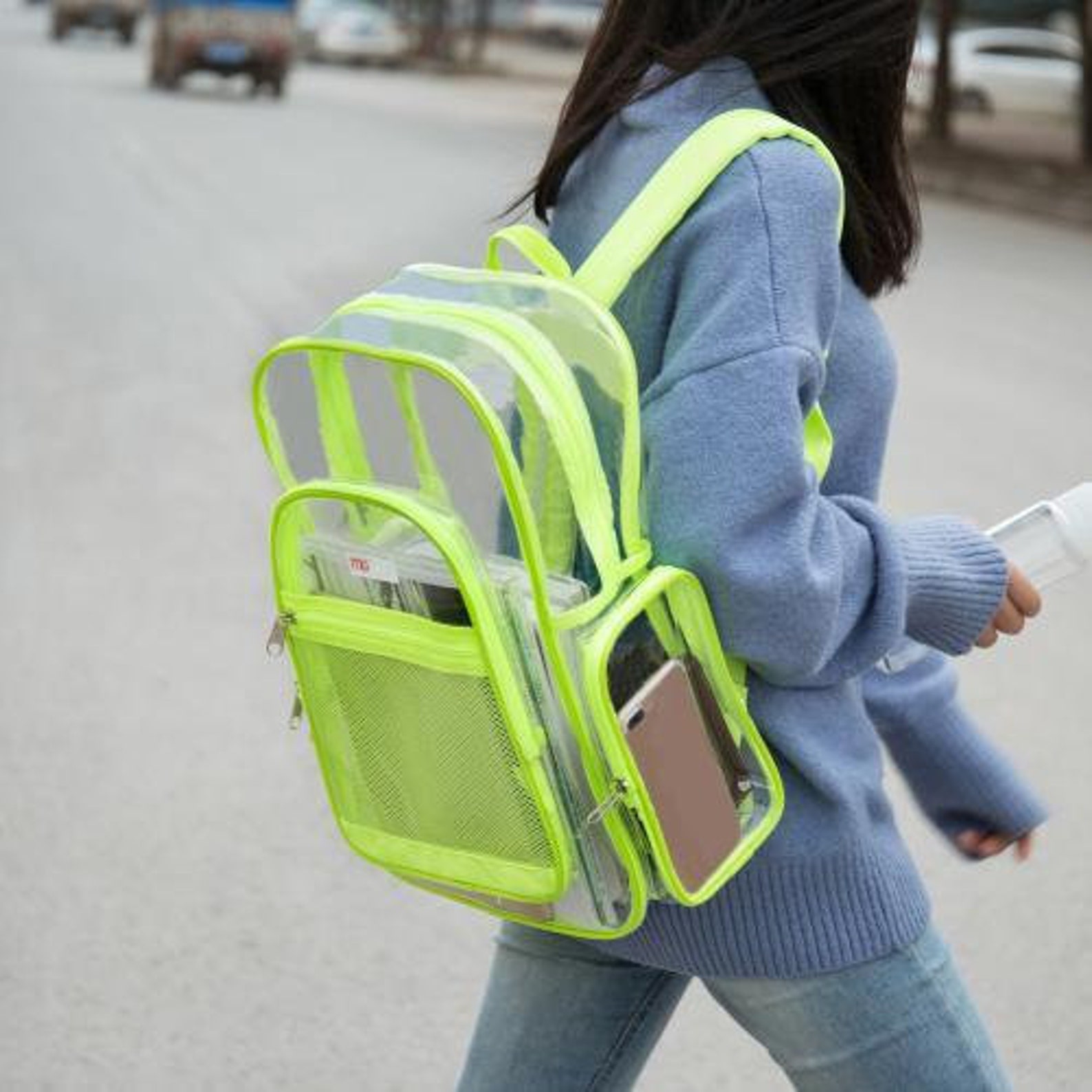 Clear Security Backpack With Yellow Trim Etsy