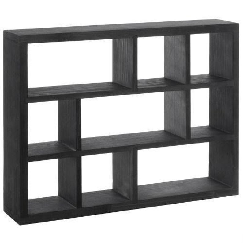 9 Slot Black Wood Shadow Box Shelves Wall Mounted or Tabletop Etsy