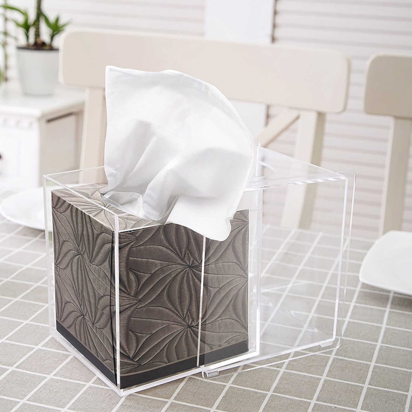 Set of 2 Clear Acrylic Square Tissue Box Covers Etsy