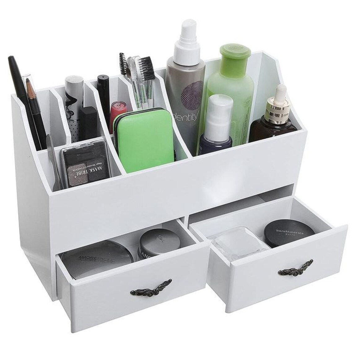 White Wood Cosmetics Organizer Makeup & Beauty Accessories Etsy