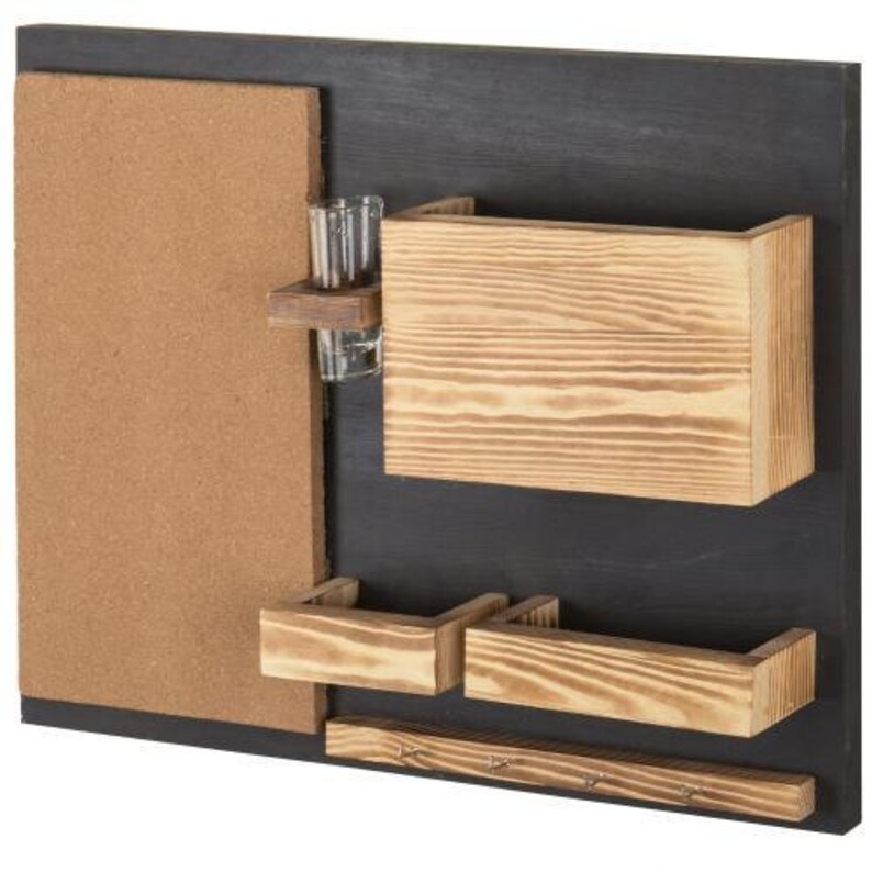 Wall Mounted Mail Organizer With Cork Bulletin Board Mail Etsy