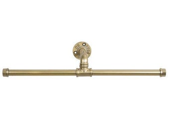 Industrial Pipe Wall Mounted Garment Rack, Gold Clothing Rack