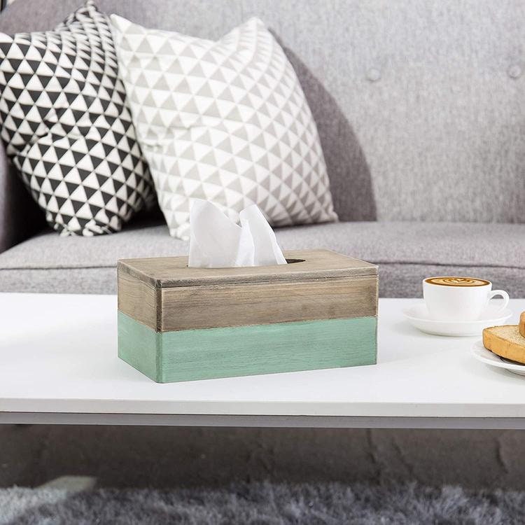MyGift Shabby Whitewashed Wood Rectangular Tissue Box Cover MyGift Shabby Whitewashed Wood Rectangular Tissue Box Cover