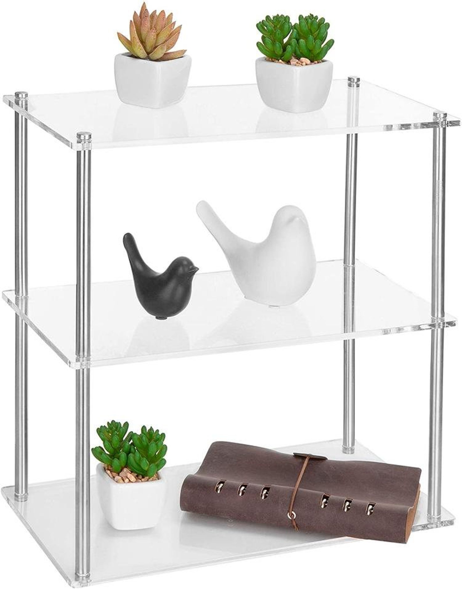 Clear Acrylic Tabletop Display Shelves With Stainless Steel Etsy