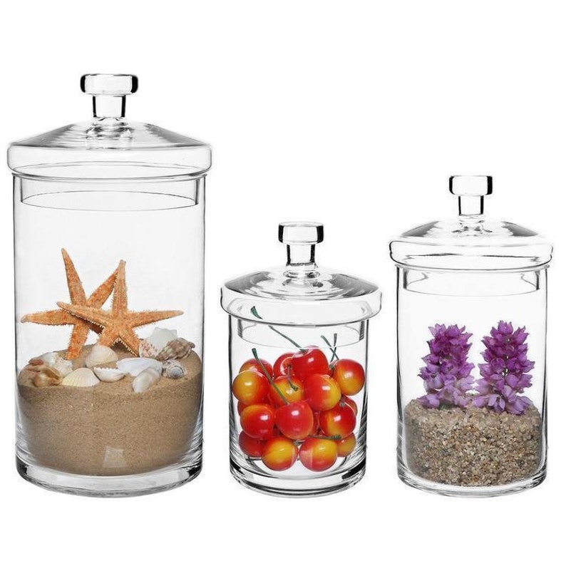 Set of Clear Decorative Glass Jars With Lids Candy Jars or Etsy