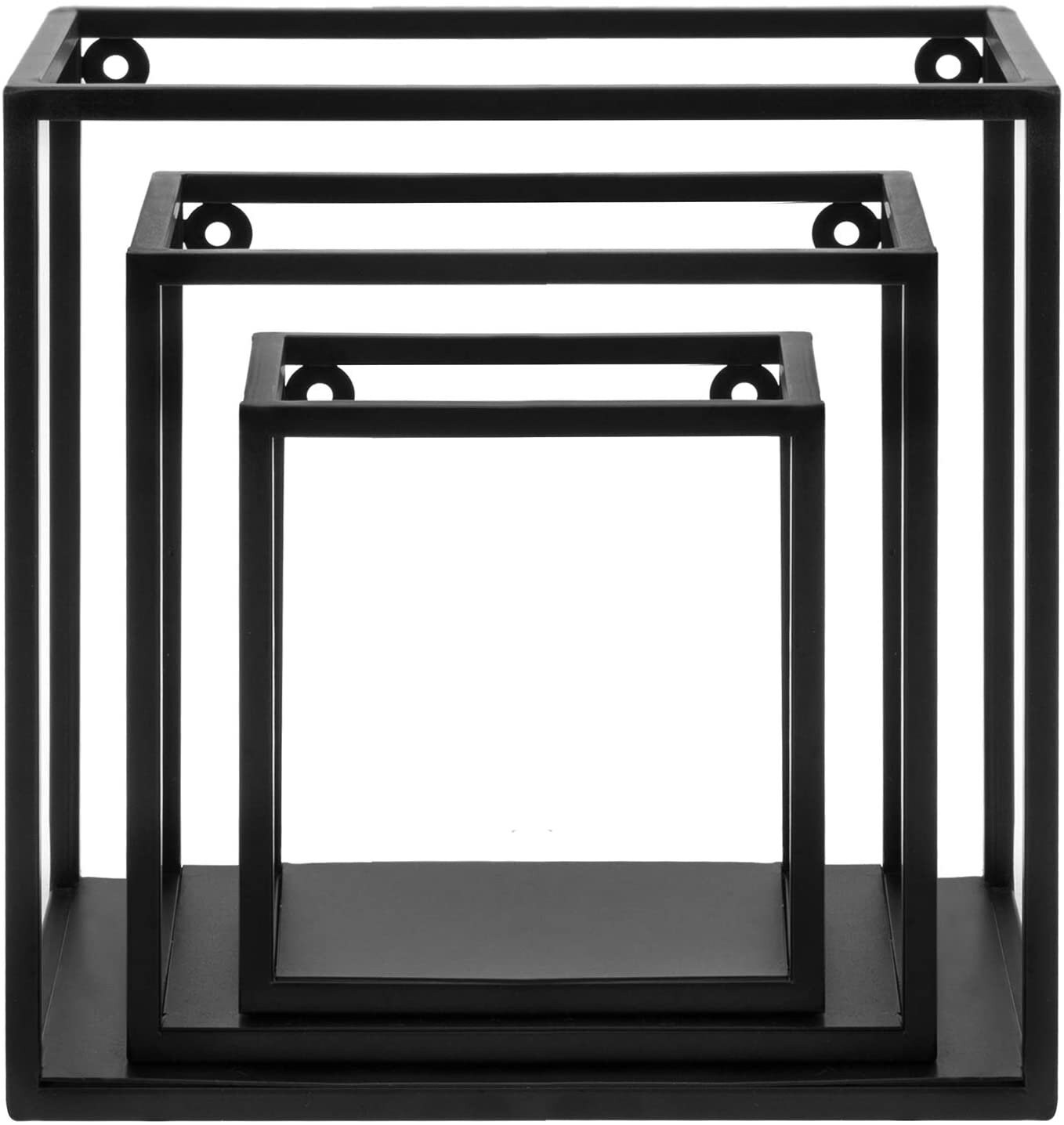 Set of 3 Black Metal CubeFrame Hanging Wall Shelves Etsy