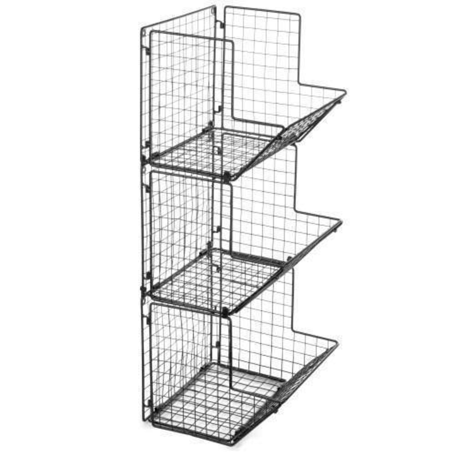 Metal Wire Wallmounted 3tier Storage Bin Black Etsy