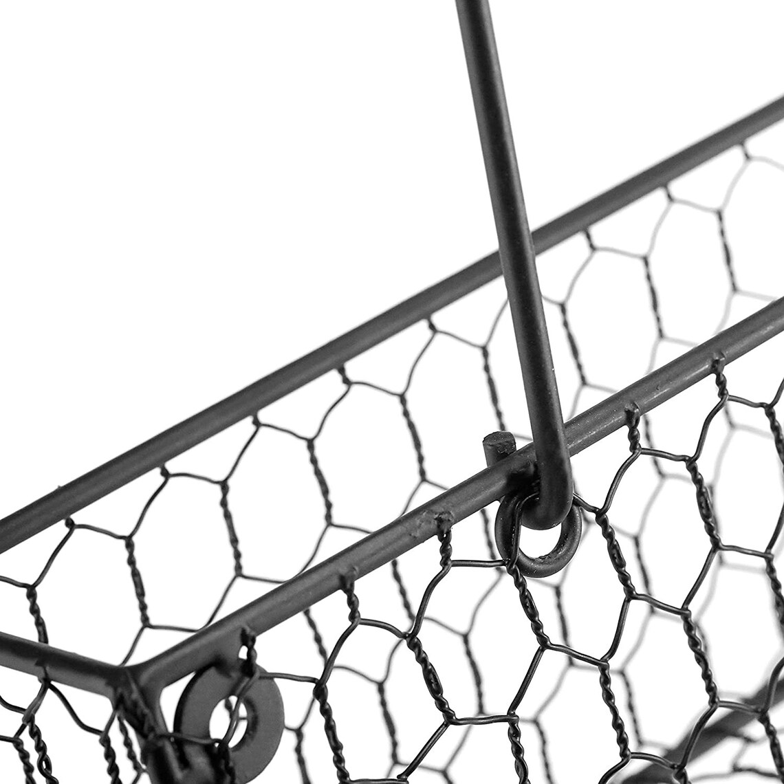 2 Tier Wall Hanging Black Metal Wire Mesh Entryway Storage Etsy