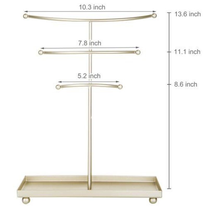 Goldtone Necklace Stand With Ring Tray Jewelry Organizer or Etsy