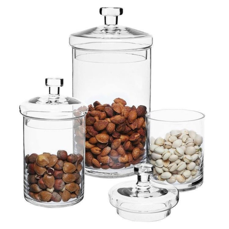 Set of Clear Decorative Glass Jars With Lids Candy Jars or Etsy Set of Clear Decorative Glass Jars With Lids Candy Jars or Etsy