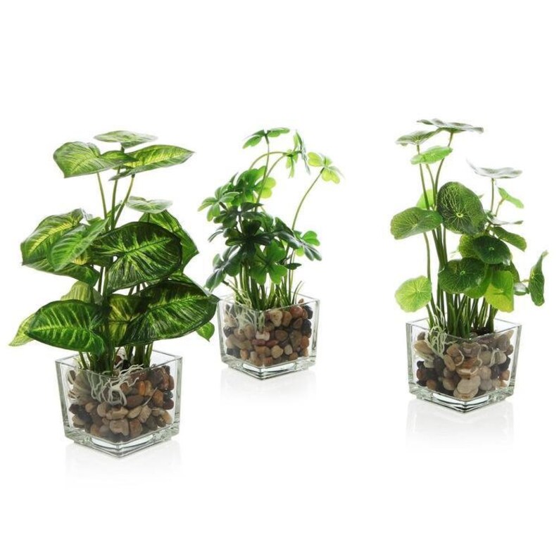Faux Plants in Pots Set of 3 Tabletop Artificial Plants in Etsy