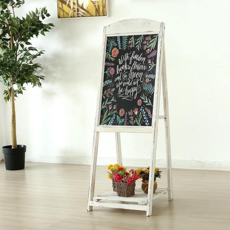 Wall Shelves Home & Garden vintage white freestanding wooden chalkboard