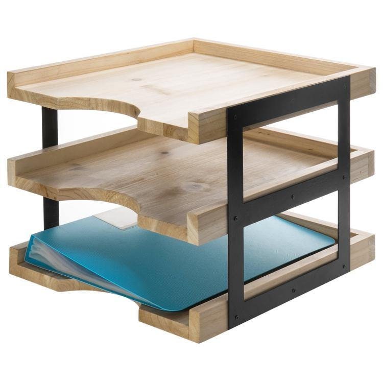 Wooden Document Tray Modern Desk Organizer or File Sorter Etsy