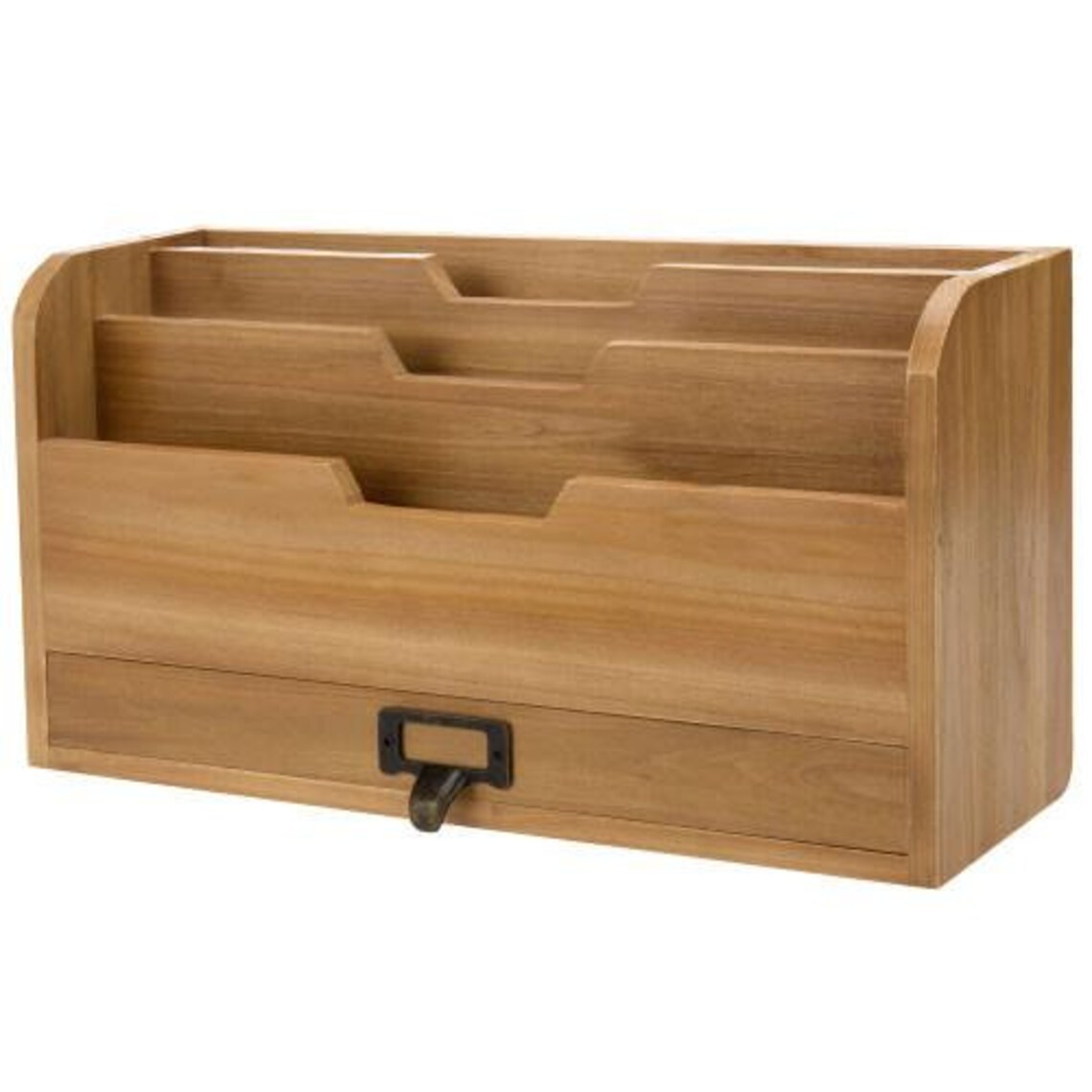 3 Slot Rustic Natural Wood Mail Organizer with Drawer for Etsy