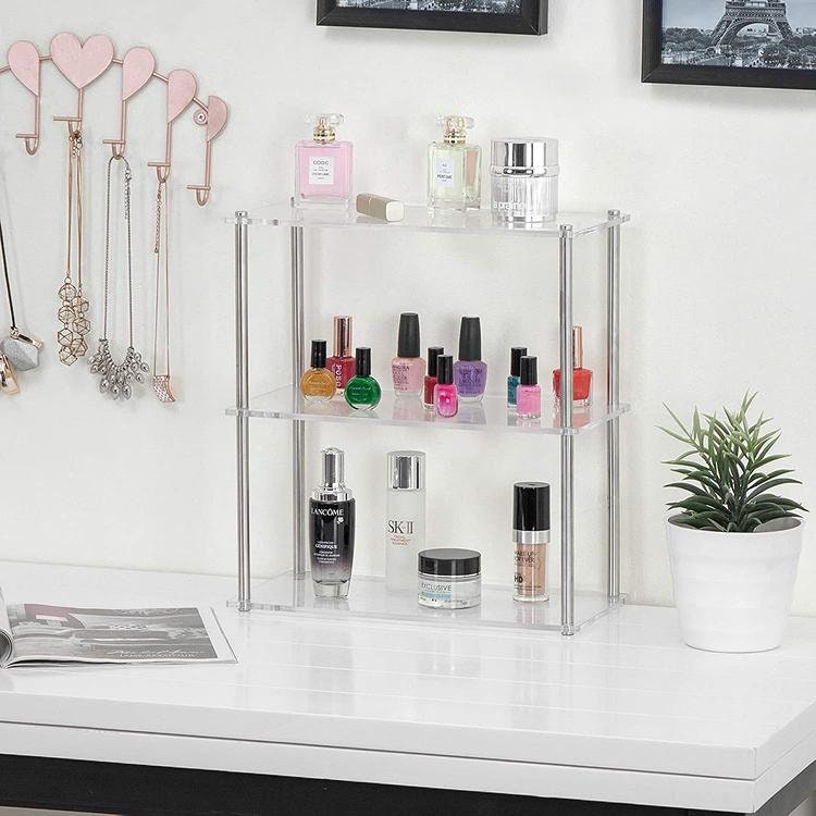 Clear Acrylic Tabletop Display Shelves With Stainless Steel Etsy