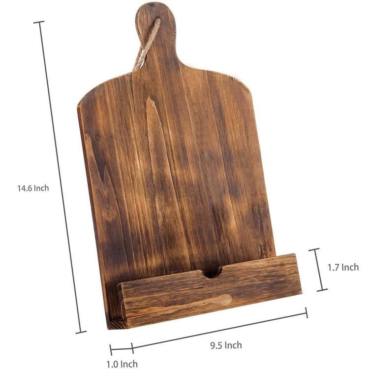 Brown Cutting Board Cookbook Stand Wood Recipe Holder Stand Etsy