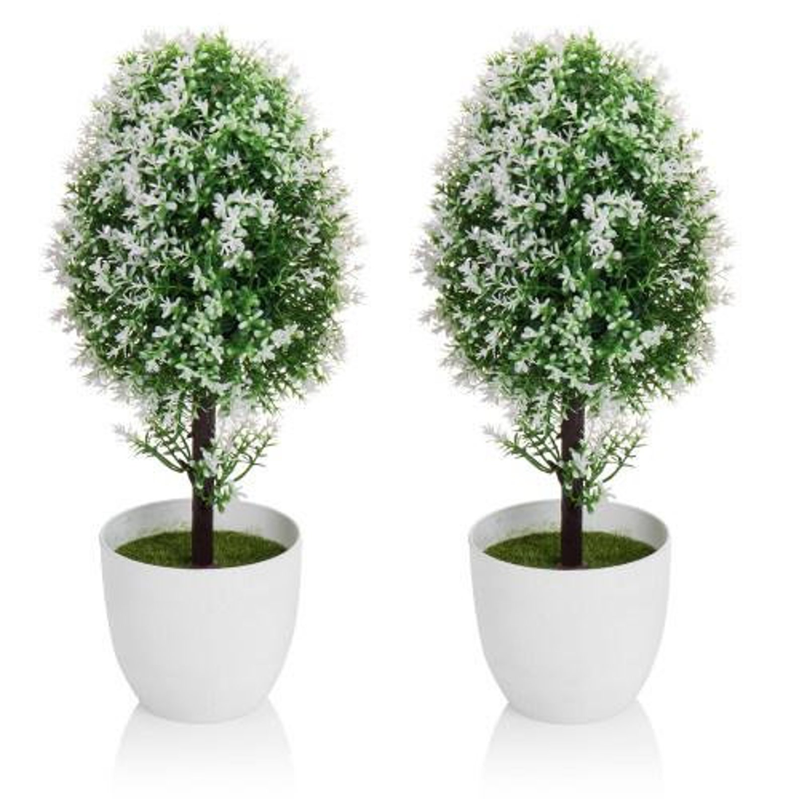 Artificial Topiary Trees in White Planter Pots Set of 2 Etsy