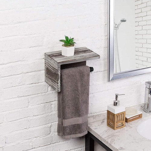 Hand Towel Holder Rustic Towel Rack With Industrial Railroad Etsy