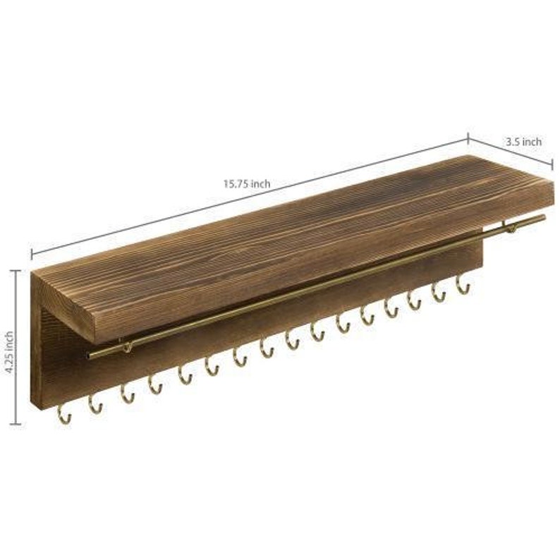 Modern Wood /& Brass Jewelry Display Rack with Shelf