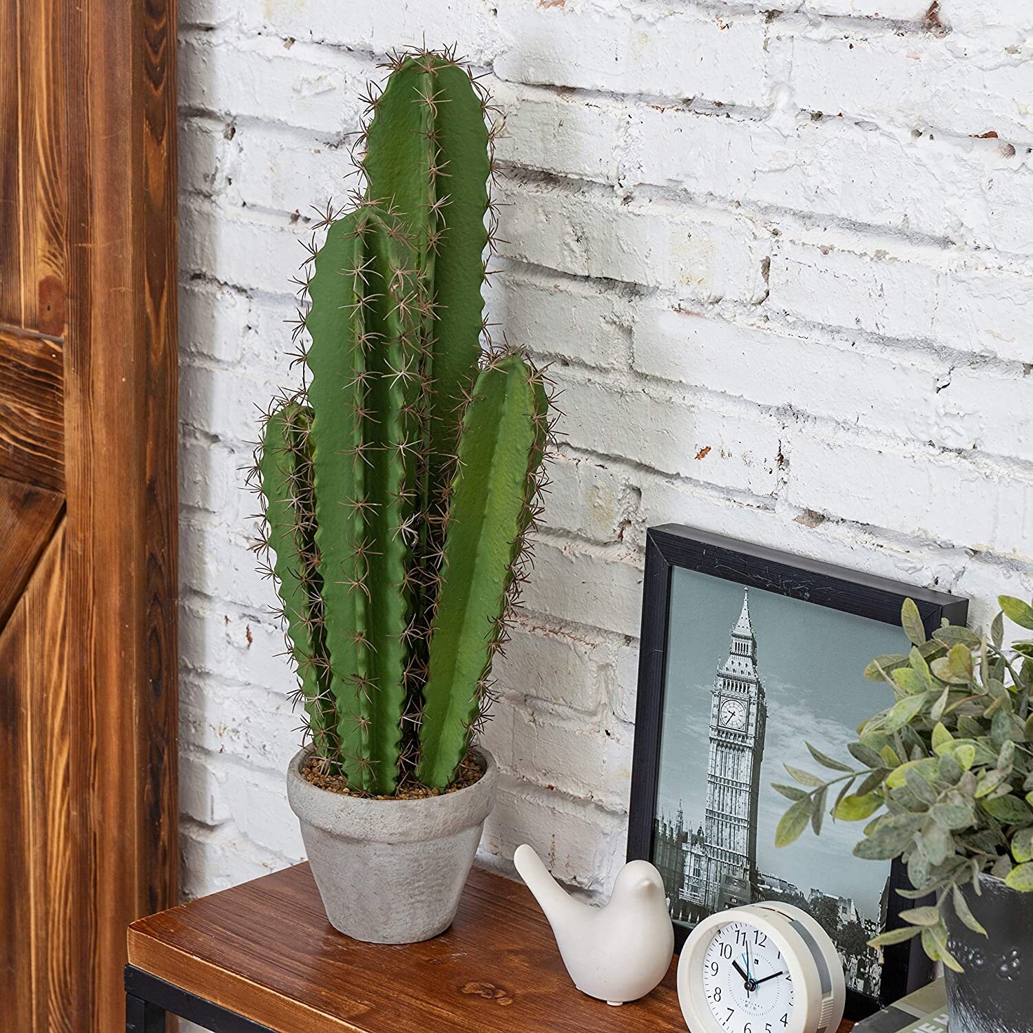 23Inch Artificial Cactus Plant with Gray Cement Planter Etsy