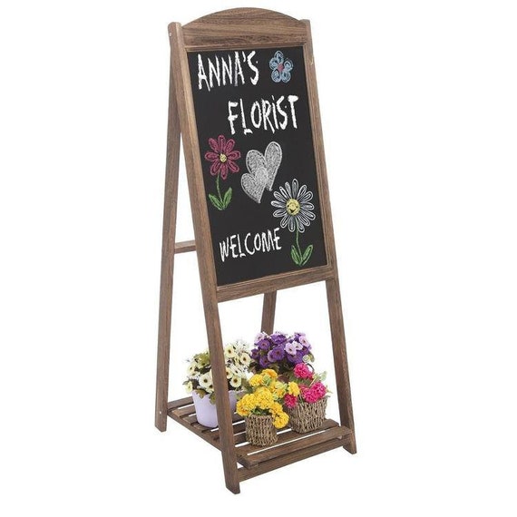 MyGift Tabletop Dual-Sided Chalkboard Sign with Rose Gold-Tone Metal & Wood Stand MyGift Tabletop Dual-Sided Chalkboard Sign with Rose Gold-Tone Metal & Wood Stand