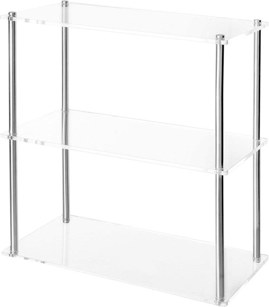 Clear Acrylic Tabletop Display Shelves With Stainless Steel Etsy