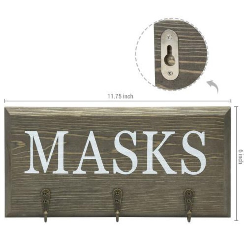 Vintage Gray Wood Face Mask Organizer Rack