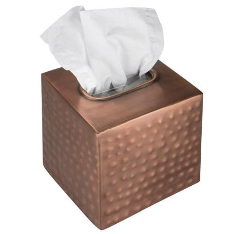 Antique Inspired Hammered Bronzetone Metal Tissue Box Cover Etsy