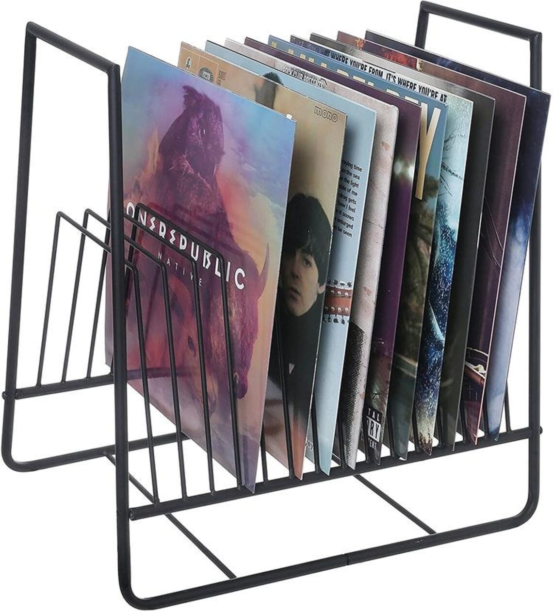Matte Black Metal Vinyl Record Display Organizer Stand Media Etsy