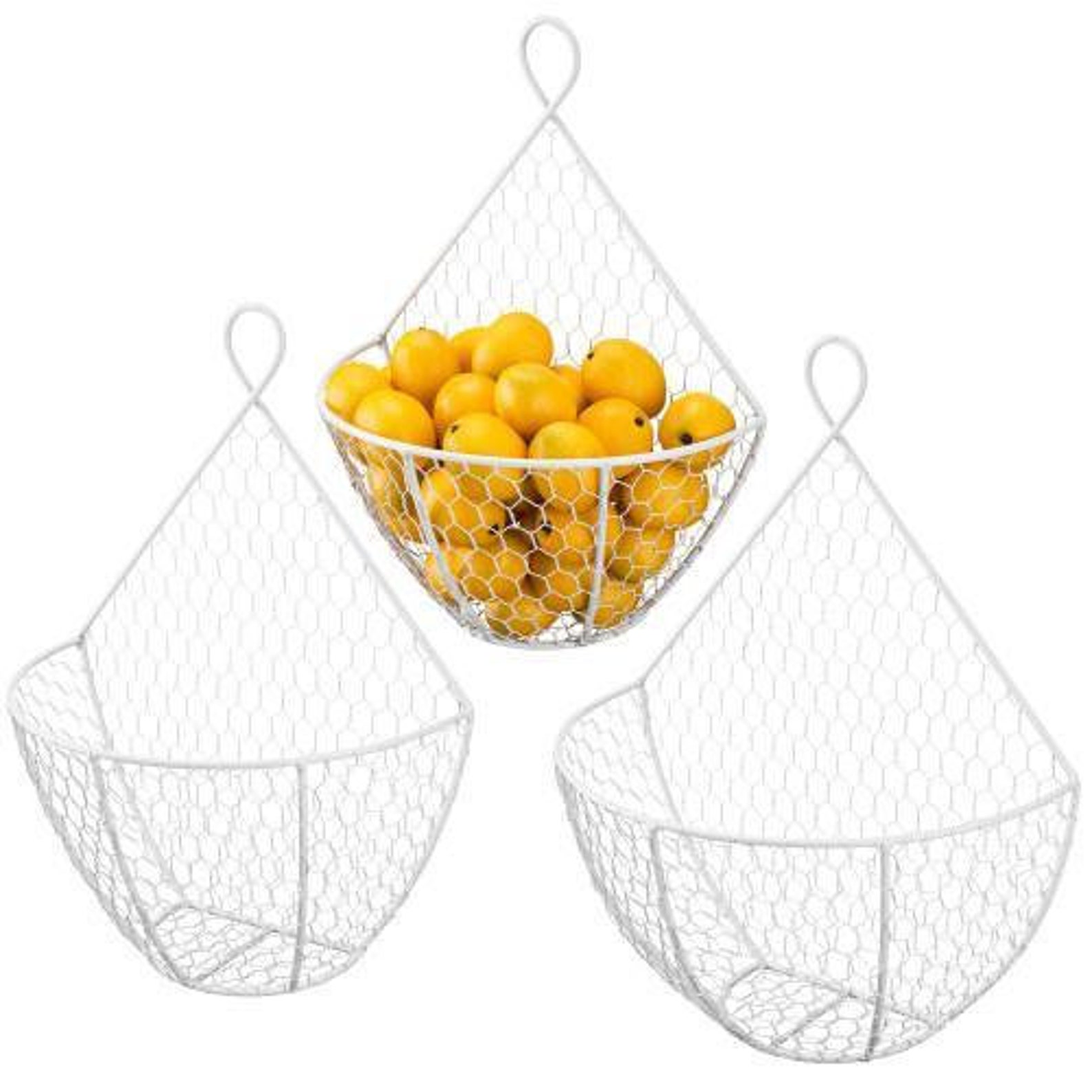 White Metal Chicken Wire Wall Hanging Produce Baskets Set of Etsy