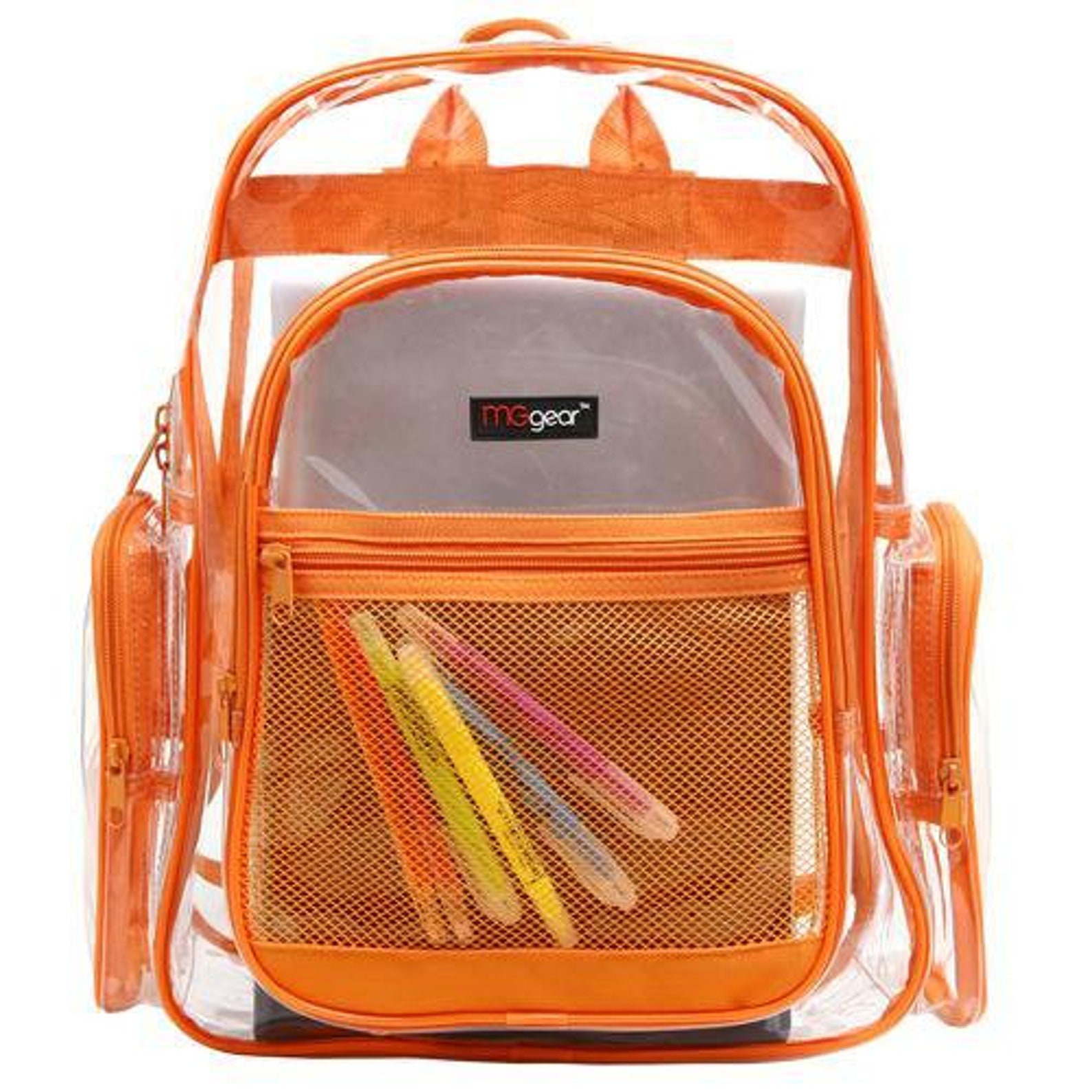 Clear School Backpack with Orange Trim Backpack for School Etsy