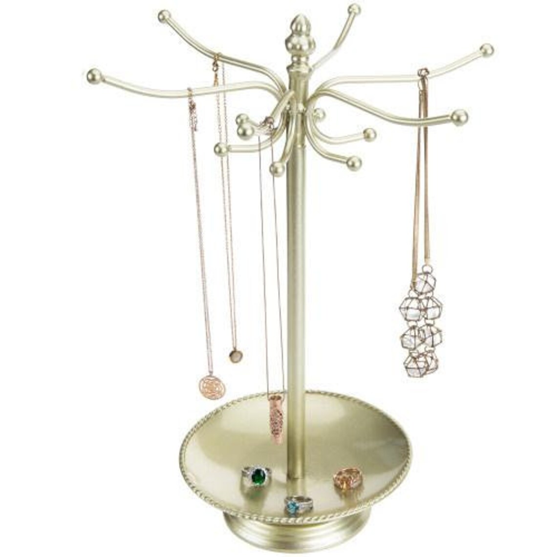 BrassTone Metal Jewelry Organizer Rack w/ Ring Tray Etsy