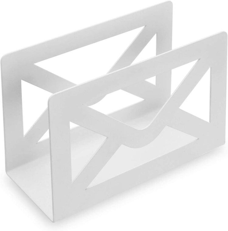 White Metal Envelope Cutout Design Desktop Letter Holder Etsy