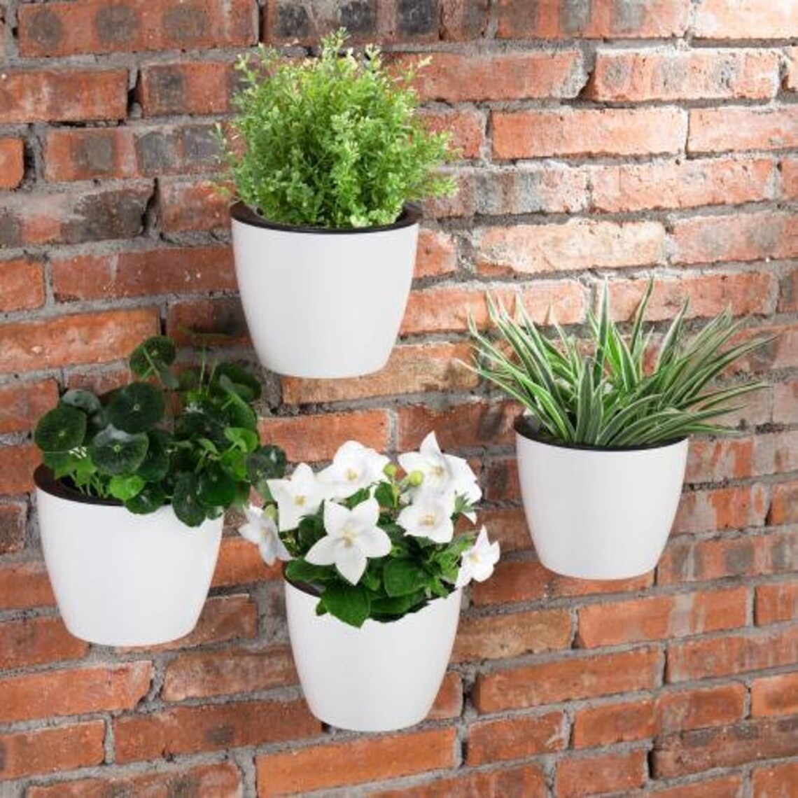 Wall Mounted Self Watering White Planter Pots Set of 4 Etsy