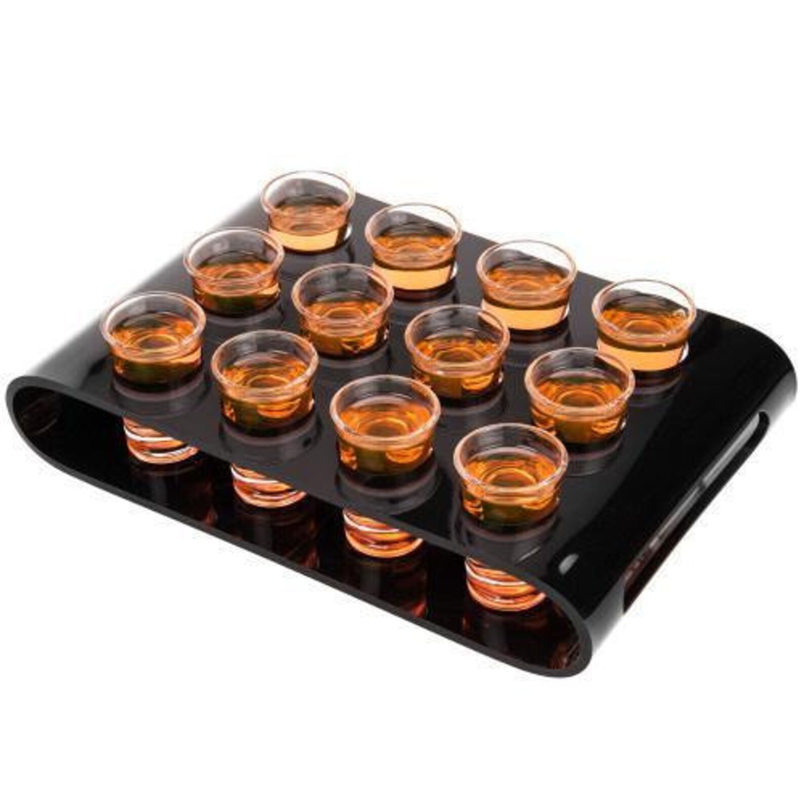 12 Shot Glass Flight Set With Black Acrylic Serving Tray Etsy