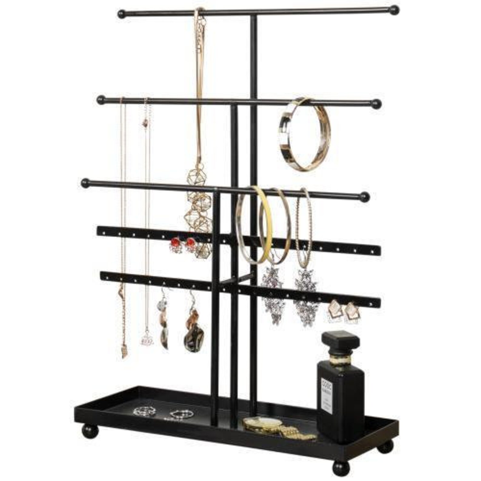 Black Metal Jewelry Organizer with Ring Tray Etsy