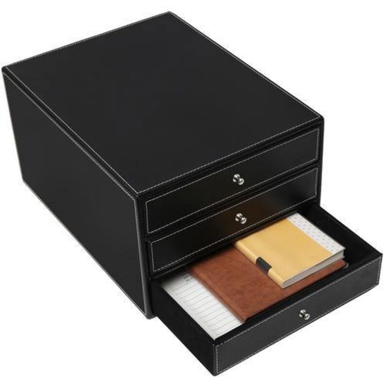 Black Leatherette Desktop Drawer Etsy