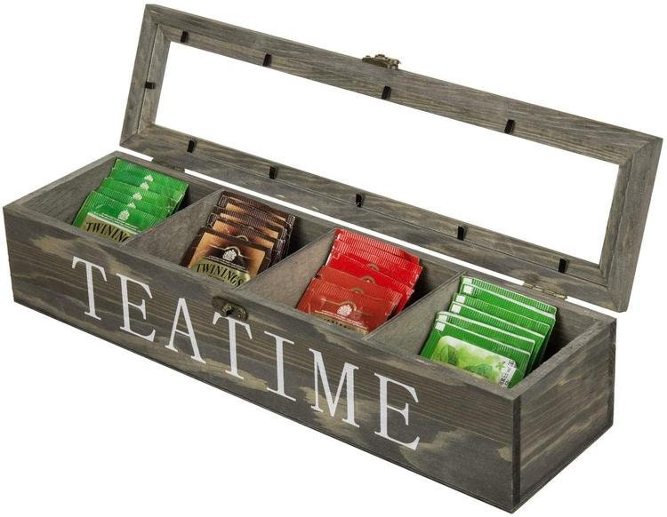 Tea Bag Organizer Vintage Gray Wood Tea Storage Box W/ TEA Etsy