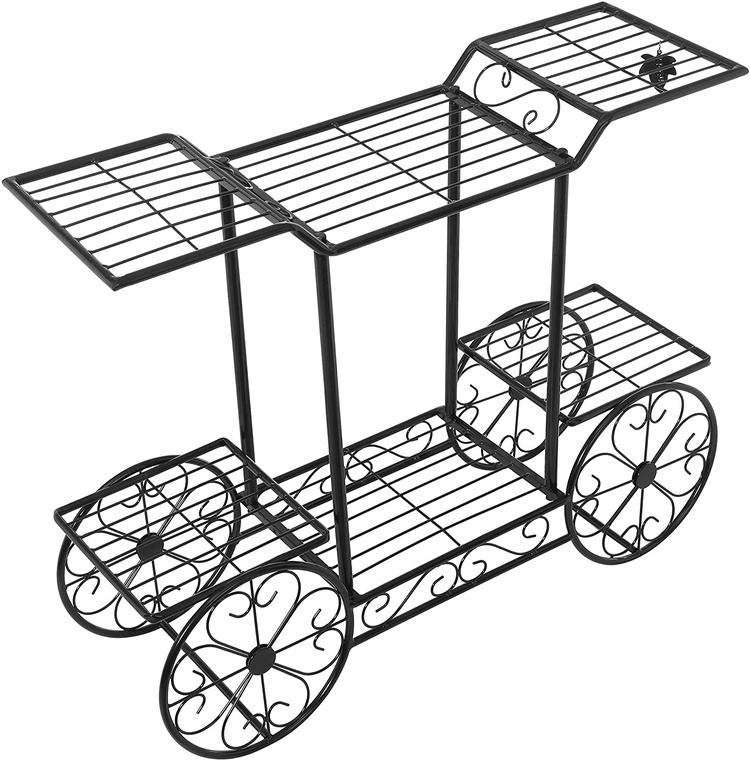 6 Tier Black Metal Garden Cart Indoor Plant Display Stand Etsy
