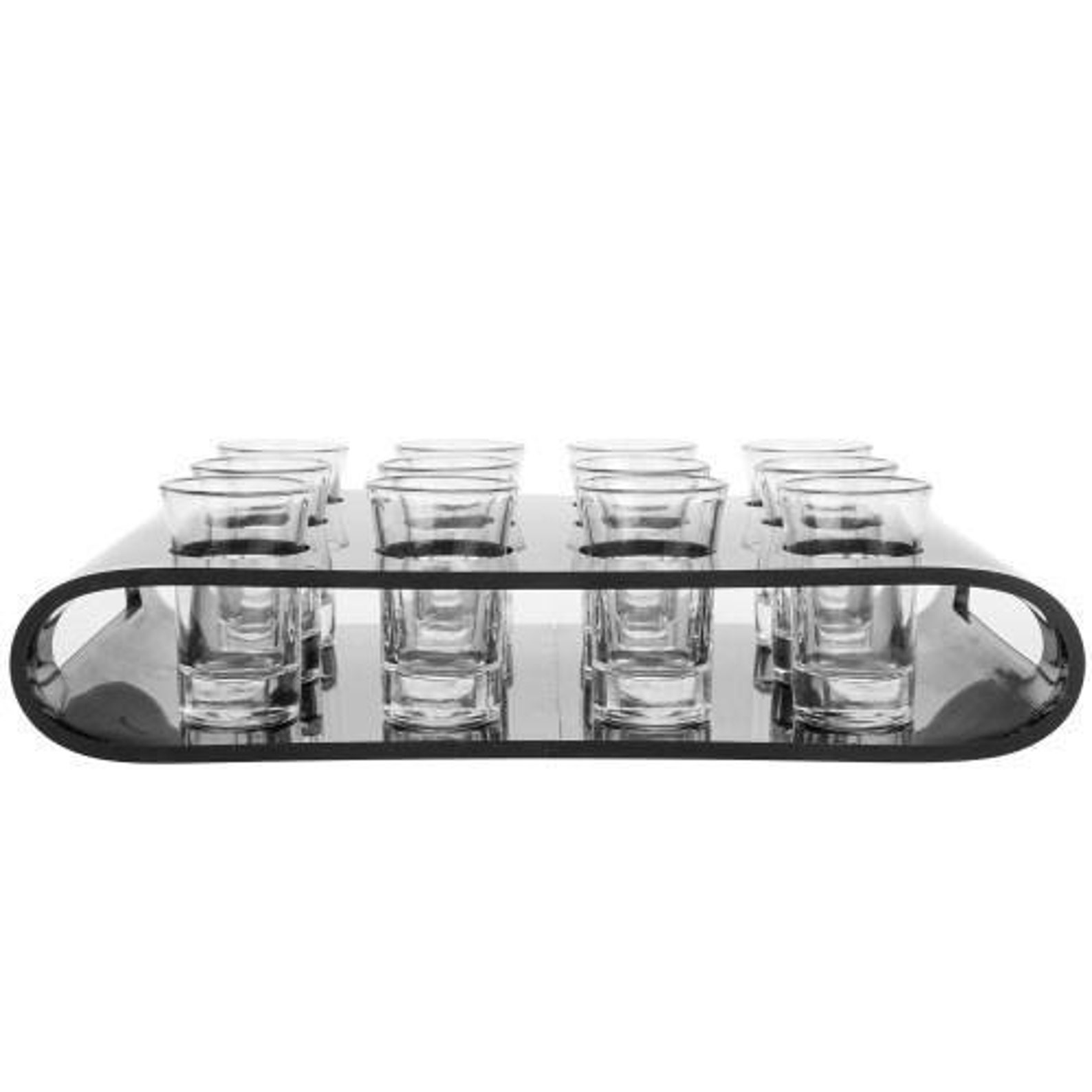 12 Shot Glass Flight Set With Black Acrylic Serving Tray Etsy