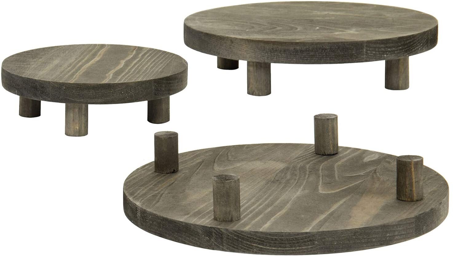 Set of 3 Vintage Gray Solid Wood Potted Plant Riser Display Etsy