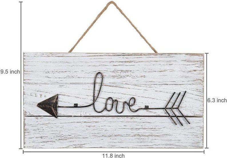 Love Sign 12 Inch Whitewashed Wood /& Metal \u201cLOVE\u201d Sign Arrow for Home Decor
