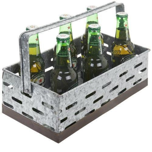 Cesta de almacenamiento de metal plateado galvanizado con | Etsy