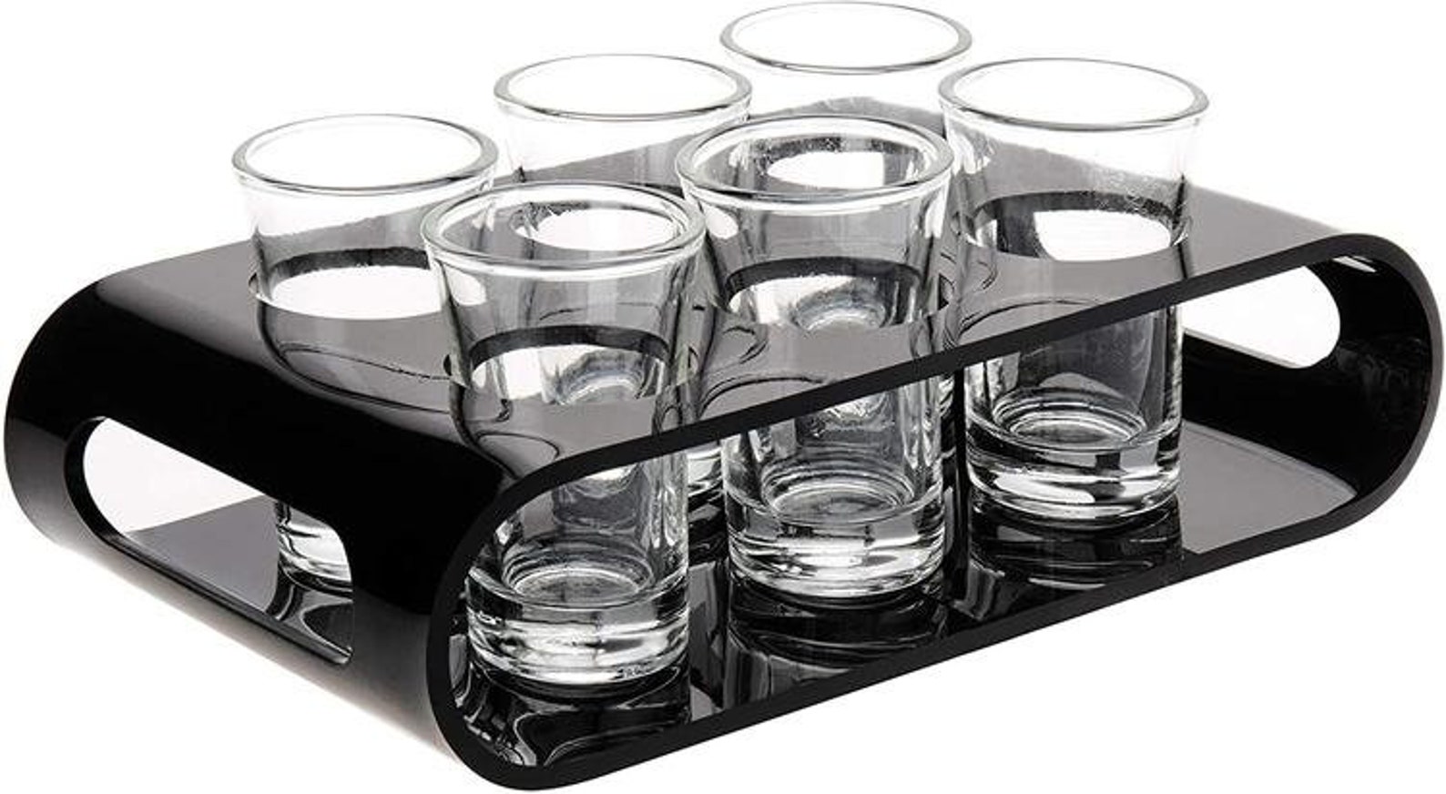 Glossy Black Acrylic Shot Glass Holder Serving Caddy With 6 Etsy