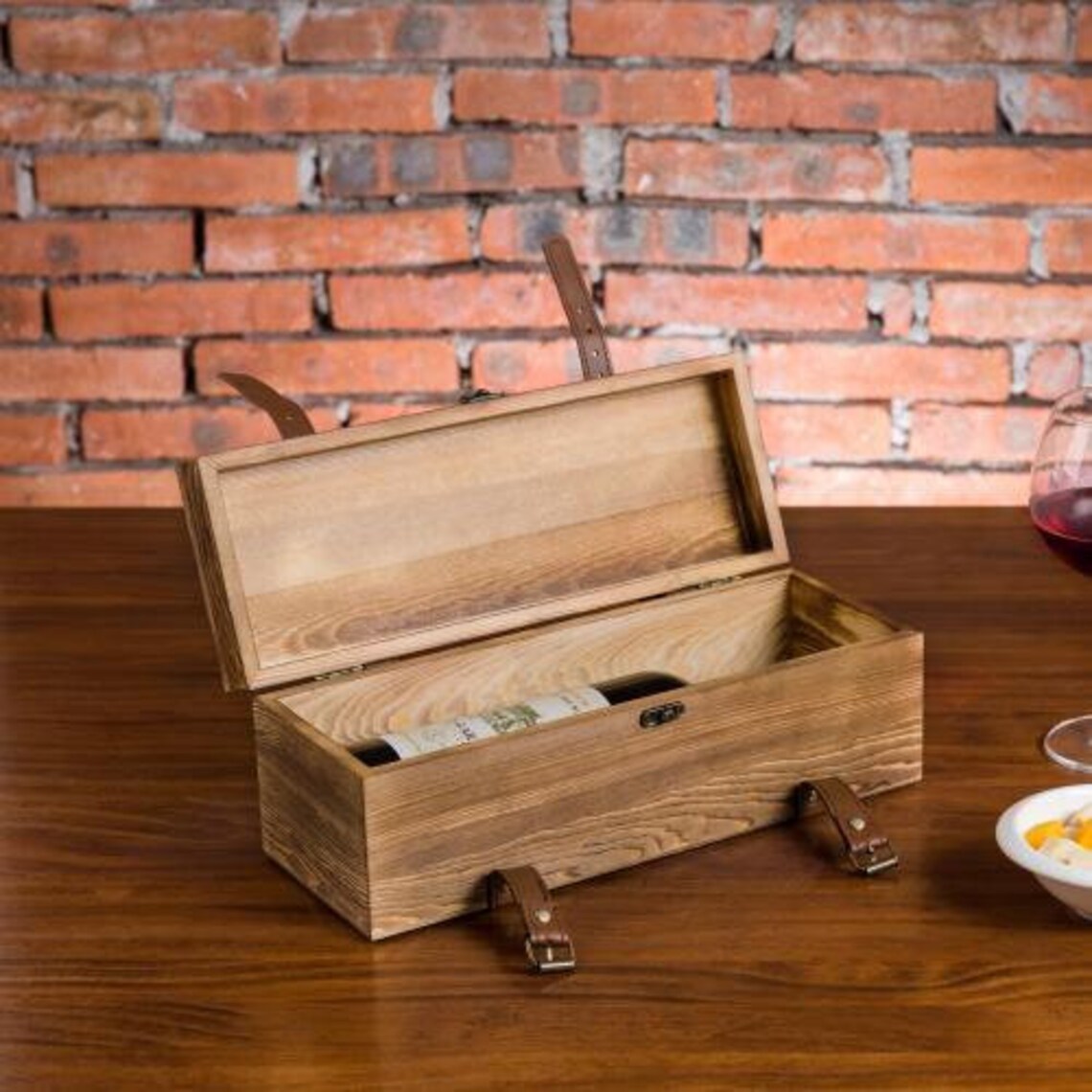 Wine Gift Box Vintage Brown Wood Wine Gift Box with Etsy