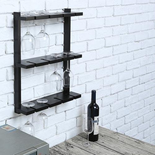 Wall Mounted Wine Glass Rack 11 Depth Set of 4 Black Etsy