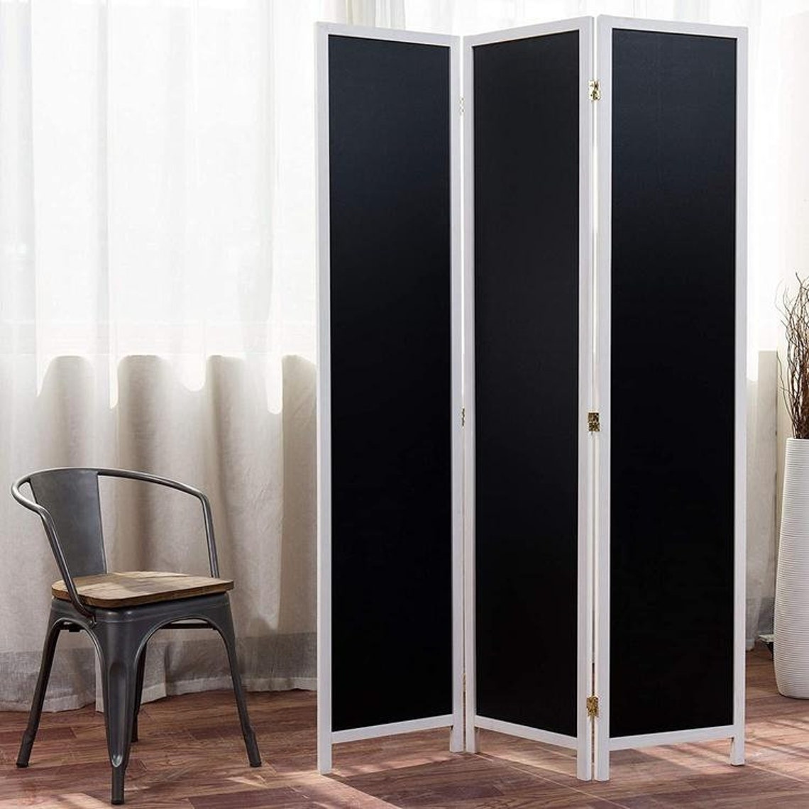 Folding Chalkboard Room Divider w/ Wood Frame & 3 Panels Etsy