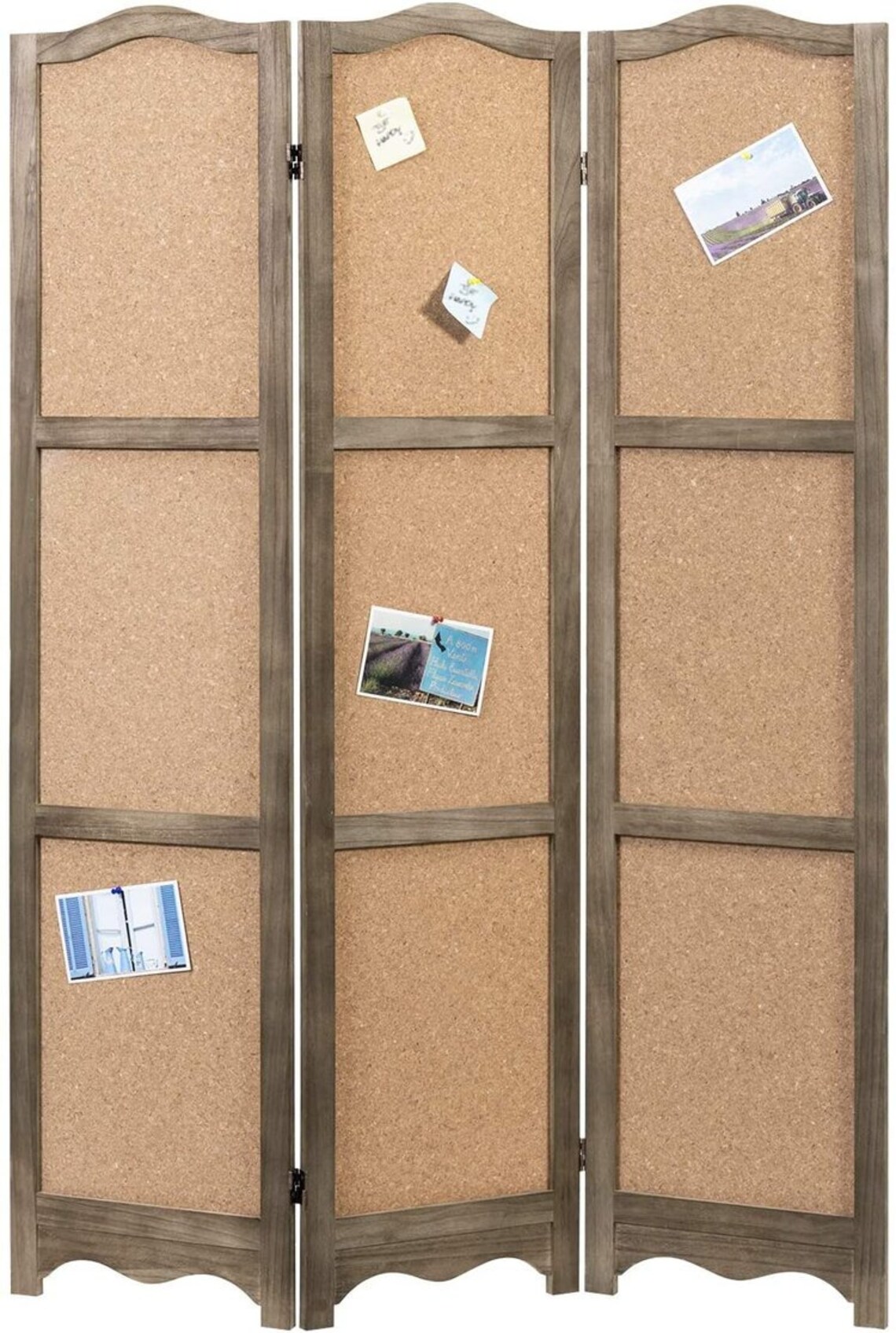 3Panel Cork Board Room Divider with Brown Wood Frame Etsy