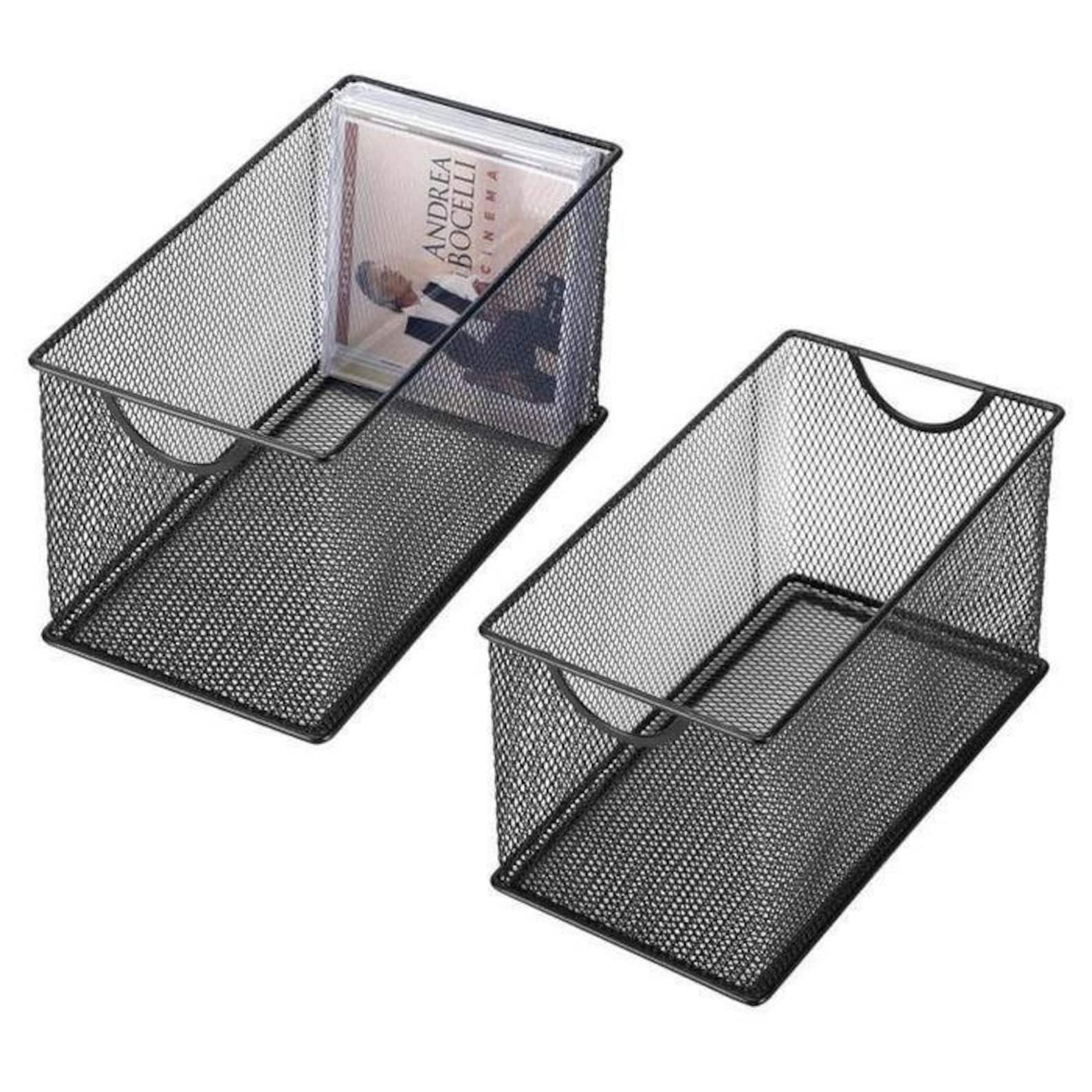 Black Mesh CD Storage Box Organizer Set of 2 Etsy